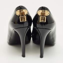 Pre Owned Louis Vuitton Black Patent Leather Lock It Pumps Size 36.5