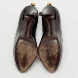 Pre Owned Louis Vuitton Dark Brown Patent Leather Oh Really! Peep Toe Platform Pumps Size 37.5
