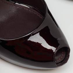 Pre Owned Louis Vuitton Dark Brown Patent Leather Oh Really! Peep Toe Platform Pumps Size 37.5