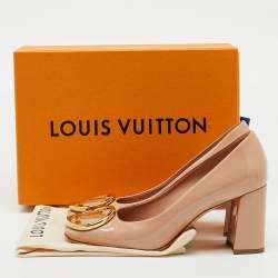 Pre Owned Louis Vuitton Beige Patent Leather Madeleine Square Toe Pumps Size 37.5