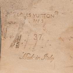 Pre Owned Louis Vuitton Brown Monogram Canvas and Leather LV Frame Flat Slide Size 37