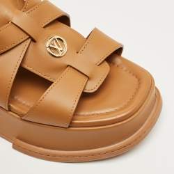 مملوكة مسبقًا Louis Vuitton Tan Leather Maya Platform Sandals Size 39