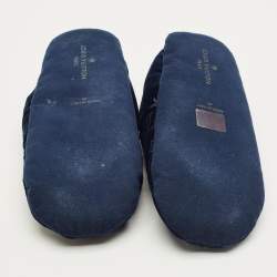 Pre Owned Louis Vuitton Navy Blue Velvet Dreamy Slippers Size 40