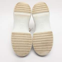 Pre Owned Louis Vuitton White/Navy Blue Mesh and Monogram Canvas Archlight Sneakers Size 38