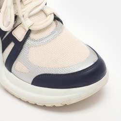 Pre Owned Louis Vuitton White/Navy Blue Mesh and Monogram Canvas Archlight Sneakers Size 38