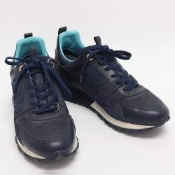 Pre Owned Louis Vuitton Blue Suede And Leather Run Away Low Top Sneakers Size 39.5