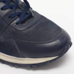 Pre Owned Louis Vuitton Blue Suede And Leather Run Away Low Top Sneakers Size 39.5