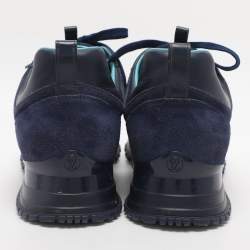 Pre Owned Louis Vuitton Blue Suede And Leather Run Away Low Top Sneakers Size 39.5