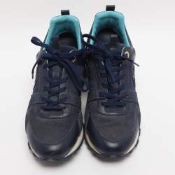 Pre Owned Louis Vuitton Blue Suede And Leather Run Away Low Top Sneakers Size 39.5