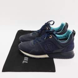 Pre Owned Louis Vuitton Blue Suede And Leather Run Away Low Top Sneakers Size 39.5