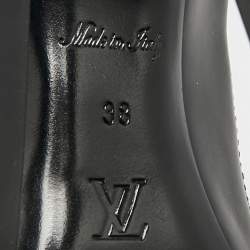 Pre Owned Louis Vuitton Black/White Cutout Leather Lace Up Booties Size 38