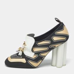 Pre Owned Louis Vuitton Multicolor Leather And Fabric Tassel Embellished Swift Loafer Pumps Size 39
