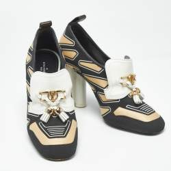 Pre Owned Louis Vuitton Multicolor Leather And Fabric Tassel Embellished Swift Loafer Pumps Size 39