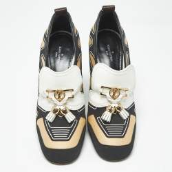 Pre Owned Louis Vuitton Multicolor Leather And Fabric Tassel Embellished Swift Loafer Pumps Size 39