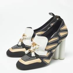 Pre Owned Louis Vuitton Multicolor Leather And Fabric Tassel Embellished Swift Loafer Pumps Size 39