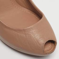 مملوكة مسبقًا حذاء كعب عالي لوي فيتون أوه ريلي مقدمة مفتوحة جلد بيج مقاس 35.5