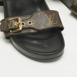 Pre Owned Louis Vuitton Brown Coated Canvas Bom Dia Flat Sandals Size 41