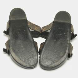 Pre Owned Louis Vuitton Brown Coated Canvas Bom Dia Flat Sandals Size 41
