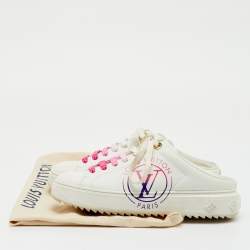 Pre Owned Louis Vuitton White Leather Lace Up Mule Sneakers Size 38