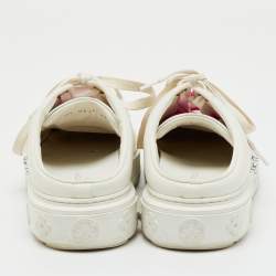 Pre Owned Louis Vuitton White Leather Lace Up Mule Sneakers Size 38