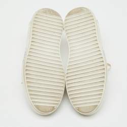 Pre Owned Louis Vuitton White Leather Lace Up Mule Sneakers Size 38
