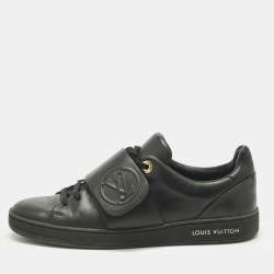 Pre Owned Louis Vuitton Black Leather Frontrow Low Top Sneakers Size 36.5