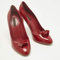 Pre Owned Louis Vuitton Red Leather Dice Pumps Size 40