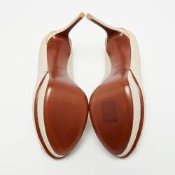 Pre Owned Louis Vuitton Cream Python Leather Miss Peep Toe Pumps Size 40