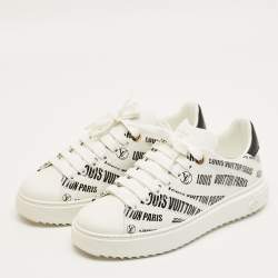 Pre Owned Louis Vuitton White/Black Leather Time Out Sneakers Size 38