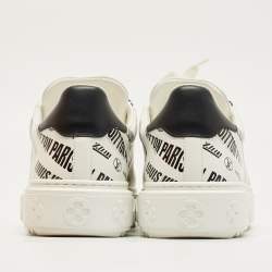 Pre Owned Louis Vuitton White/Black Leather Time Out Sneakers Size 38