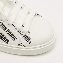 Pre Owned Louis Vuitton White/Black Leather Time Out Sneakers Size 38