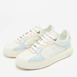 Pre Owned Louis Vuitton Multicolor Monogram Leather Time Out Lace Up Sneakers Size 37