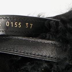 Pre Owned Louis Vuitton Black Fur and Suede Teddy Wedge Ankle Boots Size 37