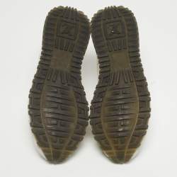 Pre Owned حذاء رياضي لويس فيتون أبيض جلد وجلد سويدي رباط مقاس 39.5