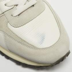 Pre Owned حذاء رياضي لويس فيتون أبيض جلد وجلد سويدي رباط مقاس 39.5