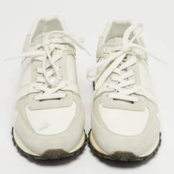 Pre Owned حذاء رياضي لويس فيتون أبيض جلد وجلد سويدي رباط مقاس 39.5