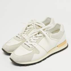 Pre Owned حذاء رياضي لويس فيتون أبيض جلد وجلد سويدي رباط مقاس 39.5