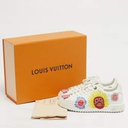 Pre Owned Louis Vuitton x Yayoi Kusama White Leather Time Out Sneakers Size 38