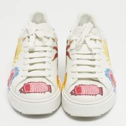 Pre Owned Louis Vuitton x Yayoi Kusama White Leather Time Out Sneakers Size 38