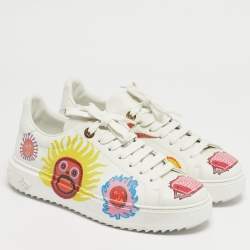 Pre Owned Louis Vuitton x Yayoi Kusama White Leather Time Out Sneakers Size 38