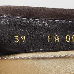 مملوكة مسبقًا Louis Vuitton Grey/Purple Suede and Metallic Leather Scrunch Ballet Flats Size 39