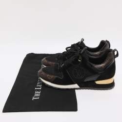 Pre Owned Louis Vuitton Black/Brown Mesh and Monogram Canvas Run Away Sneakers Size 40