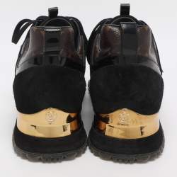 Pre Owned Louis Vuitton Black/Brown Mesh and Monogram Canvas Run Away Sneakers Size 40