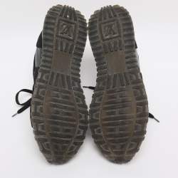 Pre Owned Louis Vuitton Black/Brown Mesh and Monogram Canvas Run Away Sneakers Size 40
