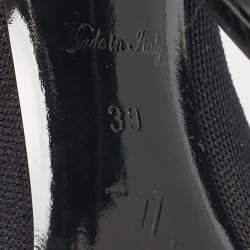 Pre Owned Louis Vuitton Black Knit Fabric LV Black Heart Sock Ankle Boots Size 39