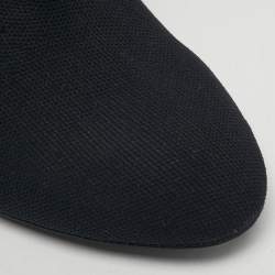 Pre Owned Louis Vuitton Black Knit Fabric LV Black Heart Sock Ankle Boots Size 39