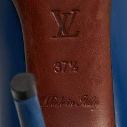 مملوكة مسبقًا حذاء كعب عالي لوي فيتون بيتي جلد أزرق مزخرف مقاس 39