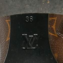 Pre Owned Louis Vuitton Brown/Black Monogram Canvas and Patent Leather Star Trail Ankle Boot Size 36