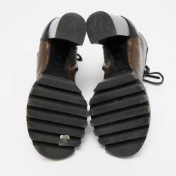 Pre Owned Louis Vuitton Brown/Black Monogram Canvas and Patent Leather Star Trail Ankle Boot Size 36
