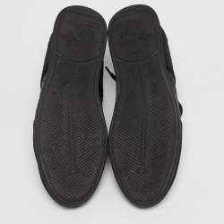 Pre Owned Louis Vuitton Black Monogram Satin and Suede Low Top Sneakers Size 37